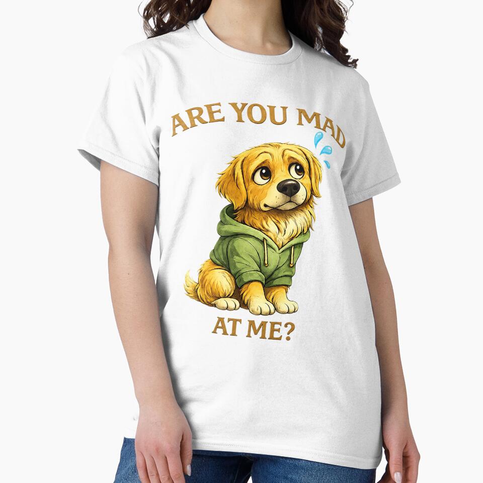 Are You Mad? Golden Retriever Funny Couple T-Shirt by ModernPaws