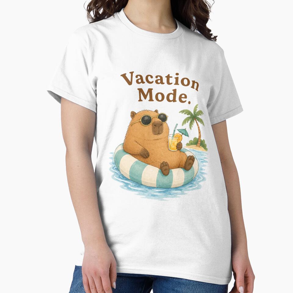 Vacation Mode | Cute Capybara Summer Beach Illustration by Little Moments Co.