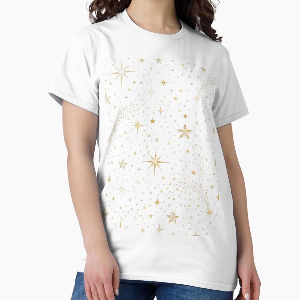 Luxury Christmas Star Pattern | Emerald Green & Gold Holiday Wrapping Paper by astersgraphics