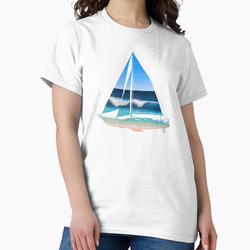beach painting on sailboat silhouette by Seyahshop