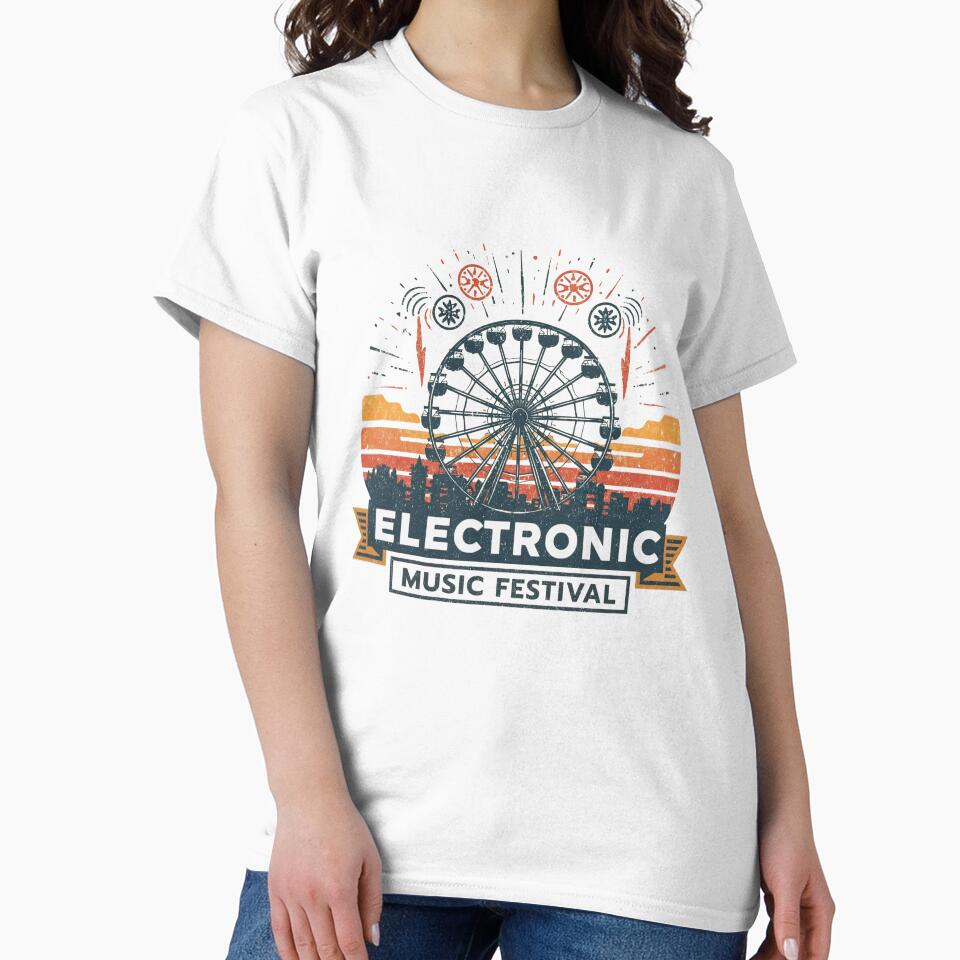 Parookaville Inspired Electronic Music Festival Vintage Ferris Wheel Art by phiawdesign9