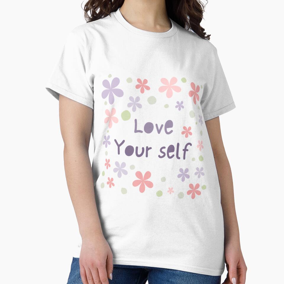 Love your self, inspirational life quote and cute floral design ( colour palette,color palete by Sanaura