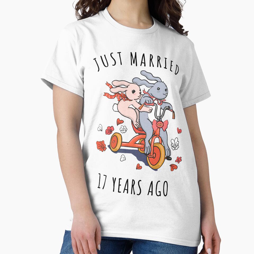 Just Married 17 Years Ago - 17th Anniversary Couple Bunnies Tee, Phone Cases And Other Gifts by MemWear