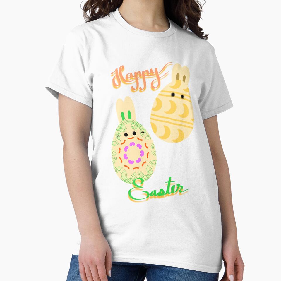 Happy Easter Bunny Eggs - Cute Kawaii Drawing by MigWhimsy