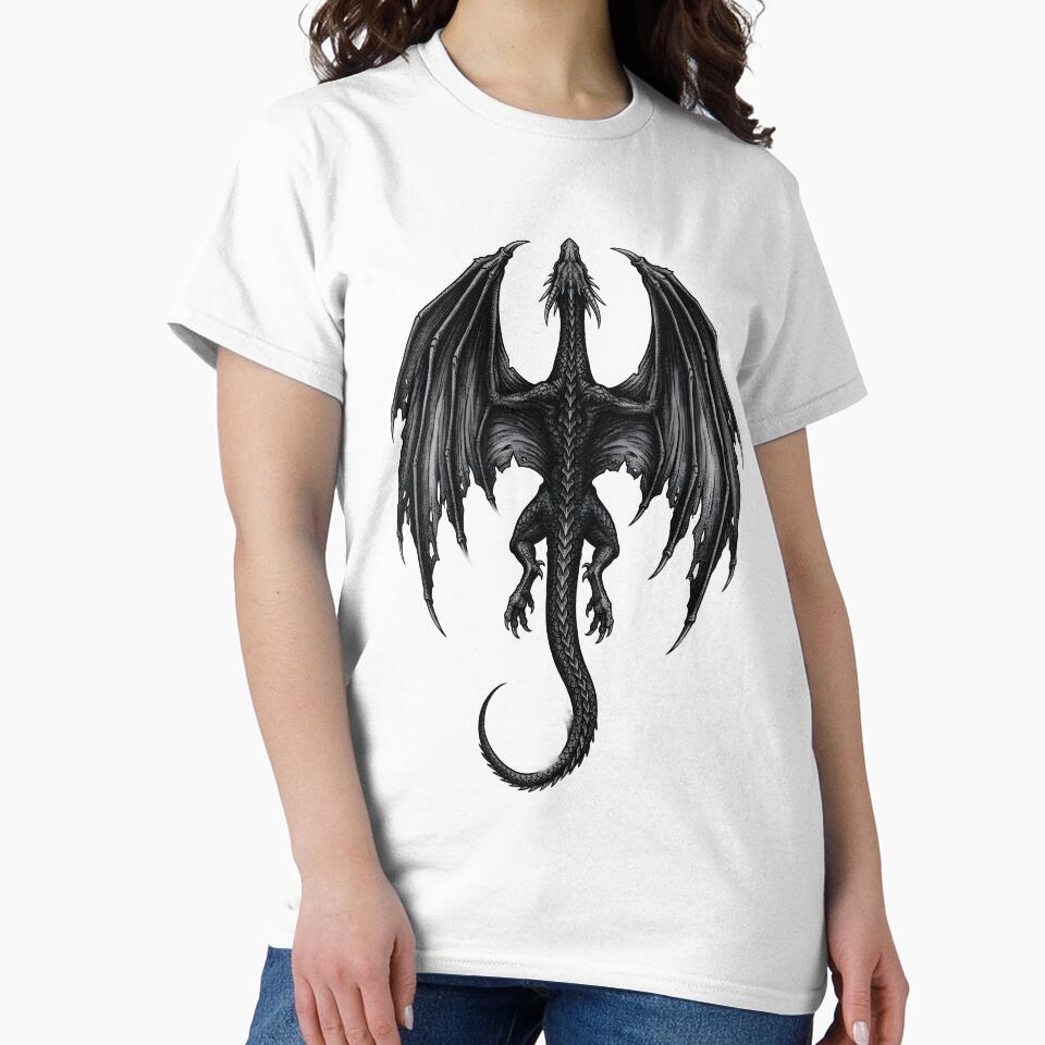Dark Abyss Dragon Back View Illustration by DragonSerpent Ink