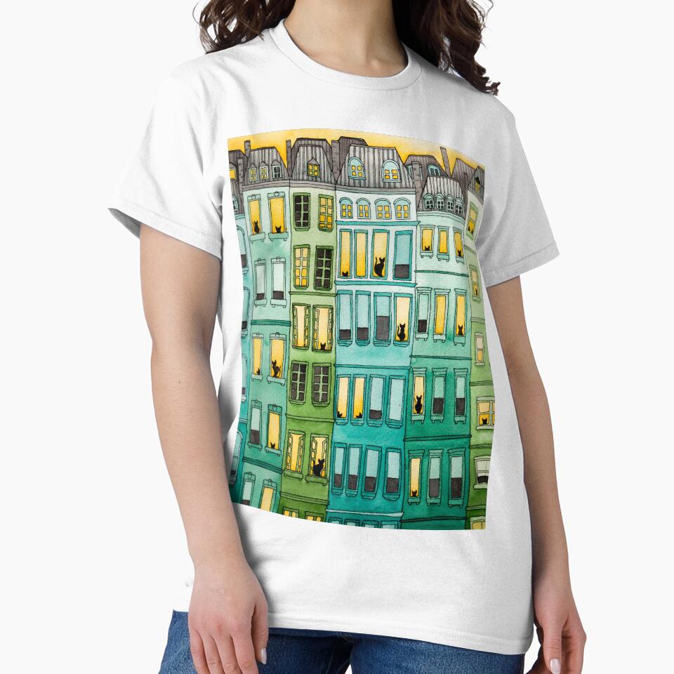 Cats in Green Townhouses by KilkennyCat Art