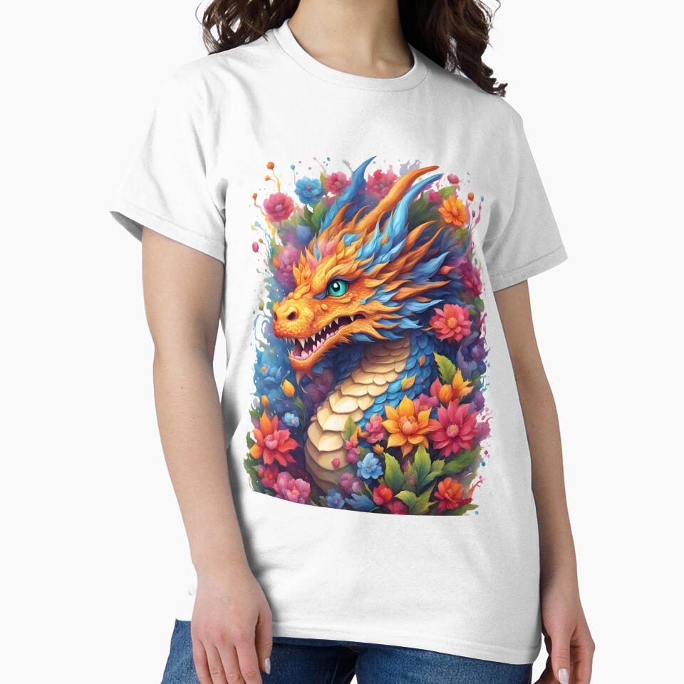 Cute Blue and Orange Flower Dragon by Everything Dragon Shop