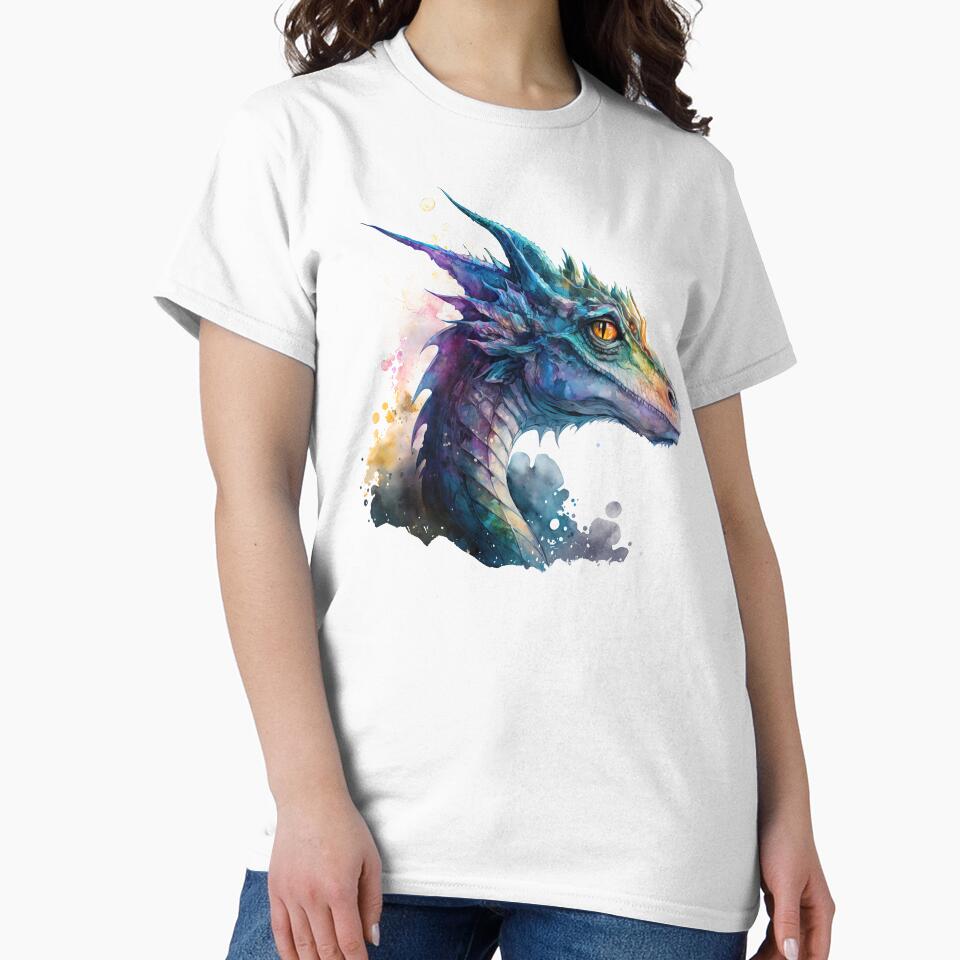 Watercolor Rainbow Dragon, Dragon Portrait by MoonFoxDesign