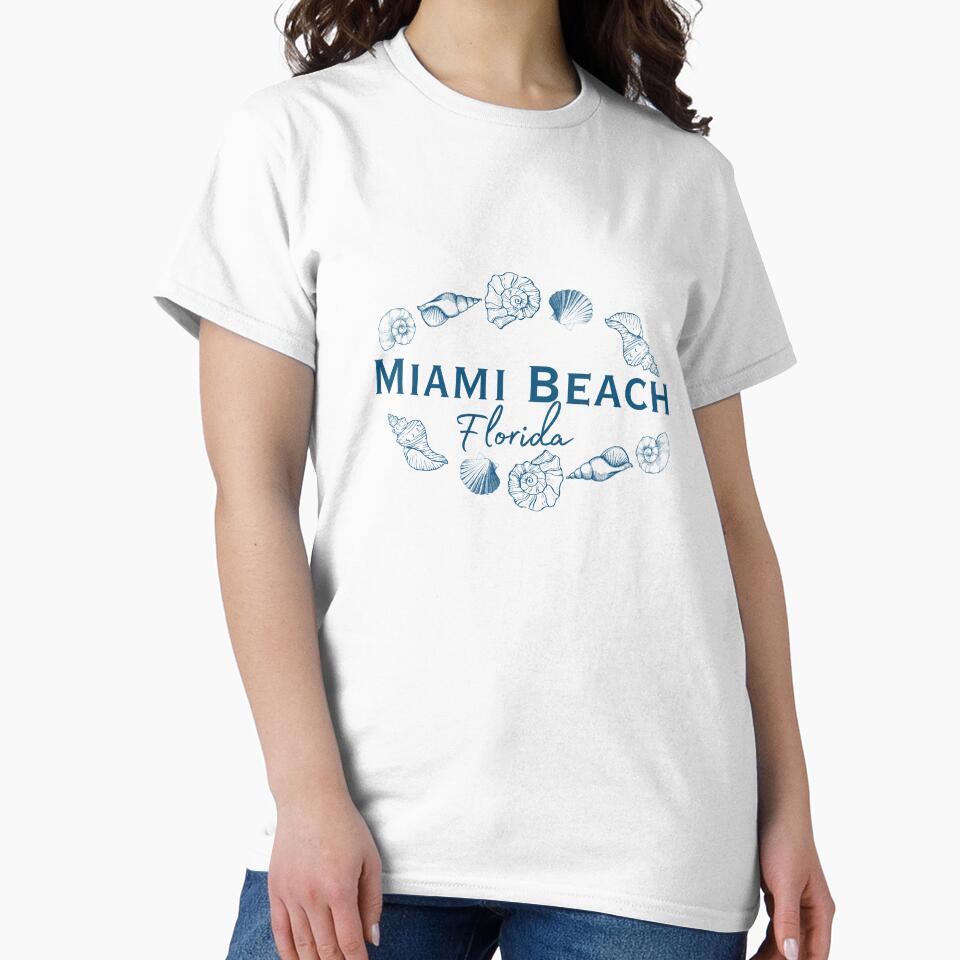 Miami Beach Florida Seashell Circle Shirt | Coastal Beach Souvenir Tee | Ocean-Inspired Florida Apparel by DonnaRaine