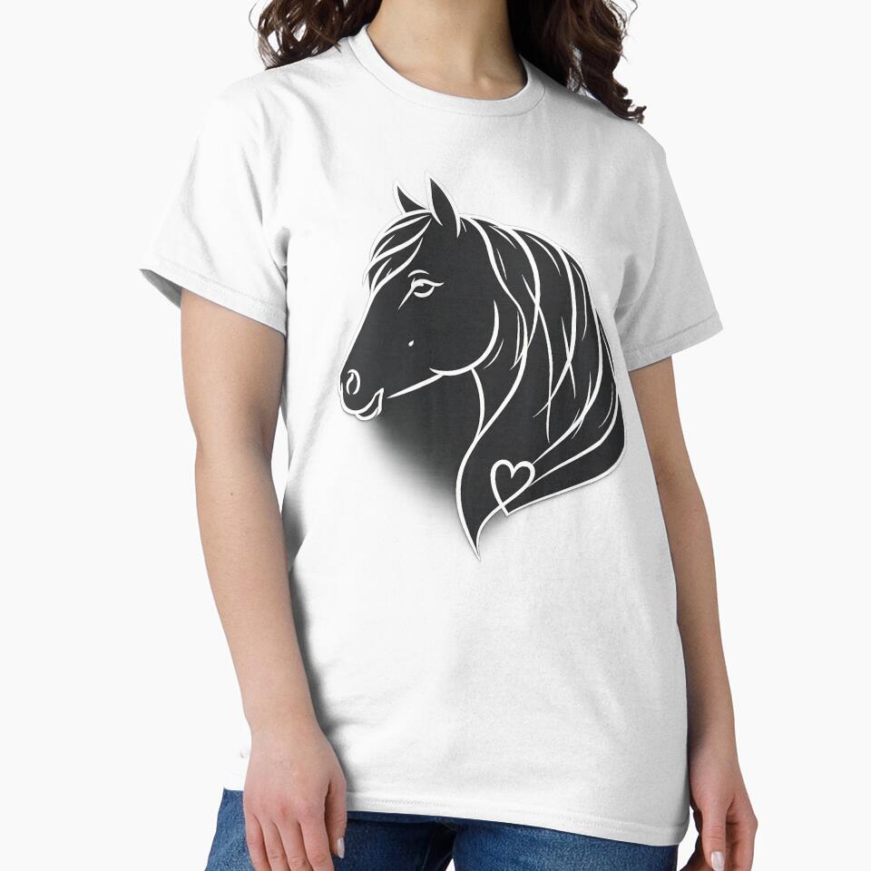 Minimalist Horse Line Art with Heart – Elegant Equestrian Design by  QuarterHorseArt by Just my Studio