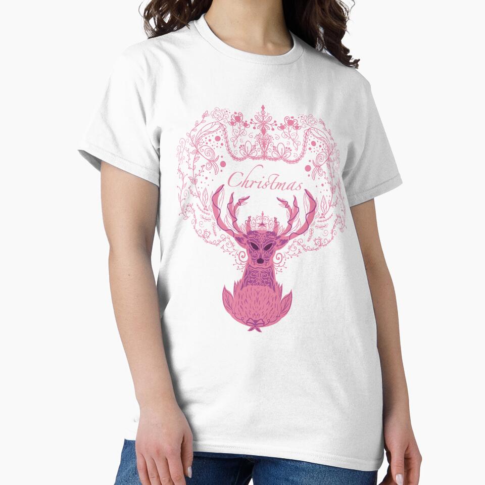 Pink Christmas deer by Xatutik.art