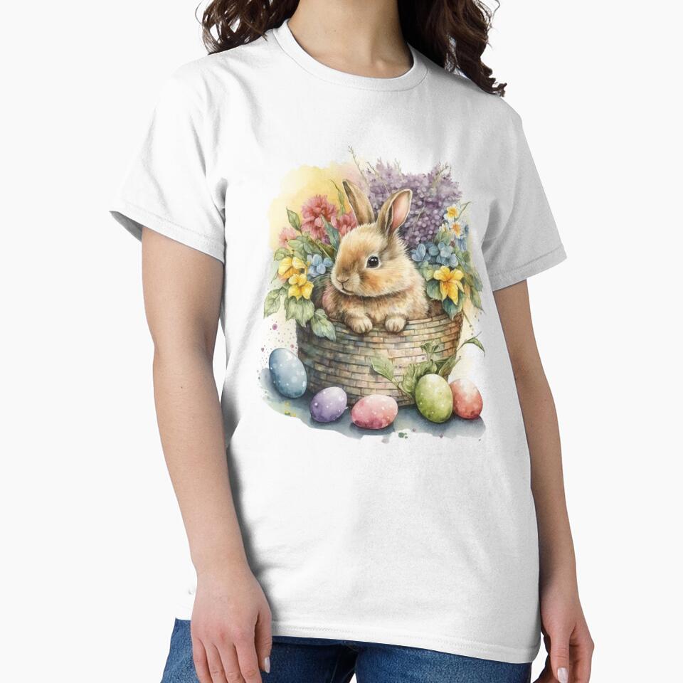 Easter Bunny in Flower Basket by Travelslightly