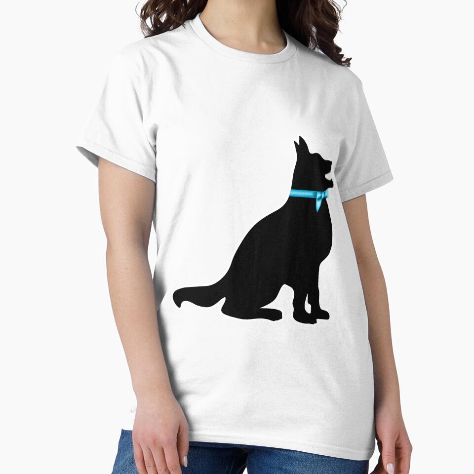 German Shepherd Silhouette Blue Bowtie Ribbon Art by Kaimarbe | Cute Stickers & Apparel