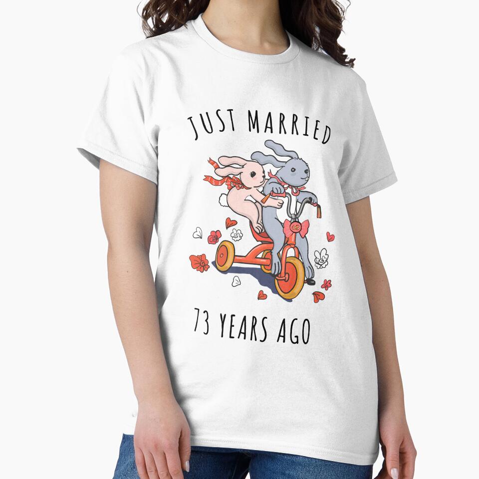 Just Married 73 Years Ago - 73rd Anniversary Couple Bunnies Tee, Phone Cases And Other Gifts by MemWear