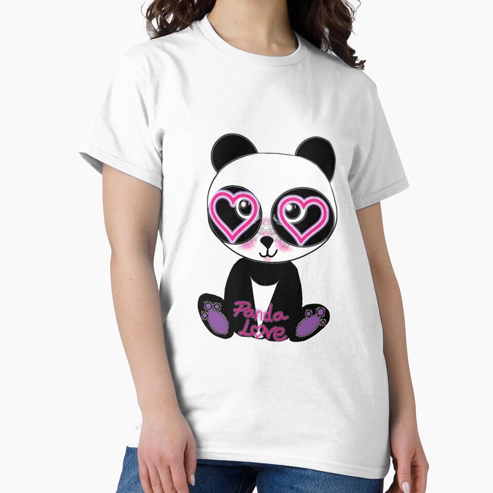 Unique Freckled Panda Love Hearts Design with Purple Toe Beans – Cute Black and White Print by PaintThatSheep Art Shop