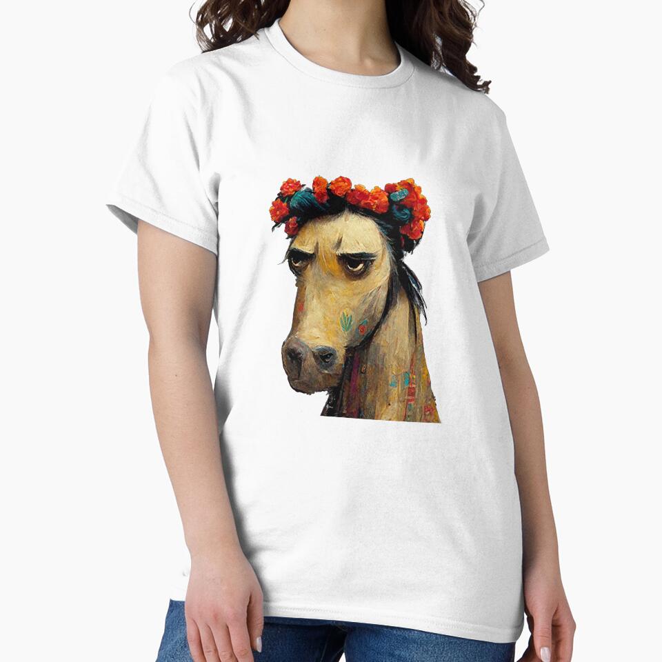 Long faced horse by orange-teal
