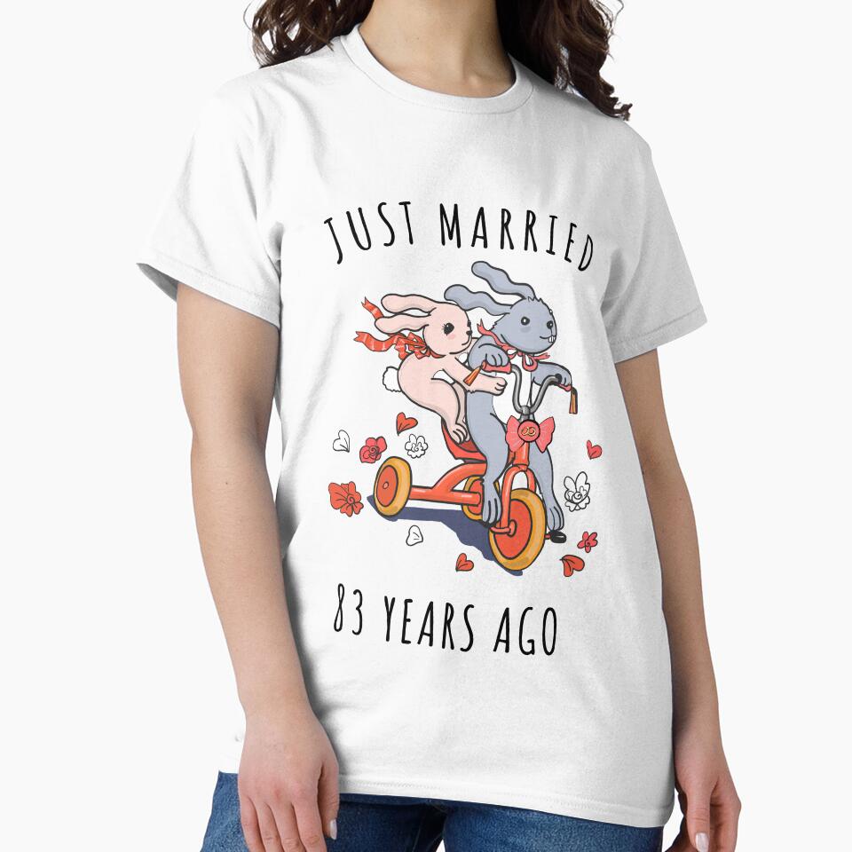 Just Married 83 Years Ago - 83rd Anniversary Couple Bunnies Tee, Phone Cases And Other Gifts by MemWear