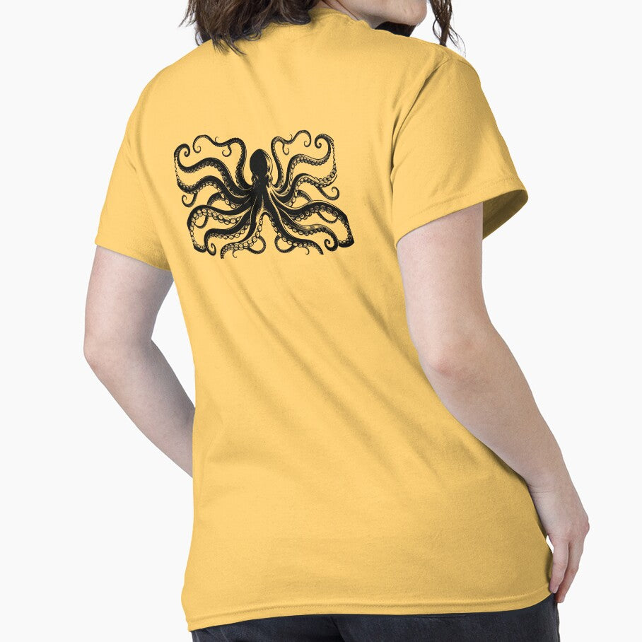 Vintage Octopus Illustration – Black Engraving Style by KiraChie