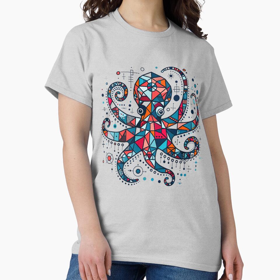 Artistic Colorful Geometric Octopus Design by SandbarTees