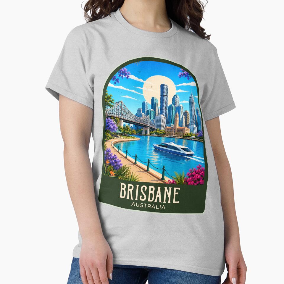 Brisbane Vintage Travel Illustration by HomeLivingCo