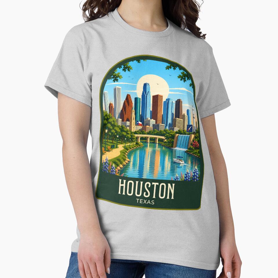 Houston Vintage Travel Illustration by HomeLivingCo