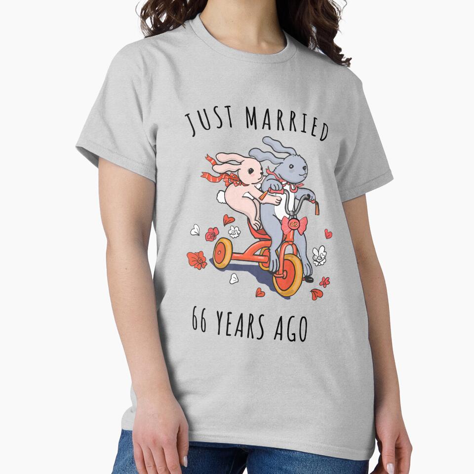 Just Married 66 Years Ago - 66th Anniversary Couple Bunnies Tee, Phone Cases And Other Gifts by MemWear