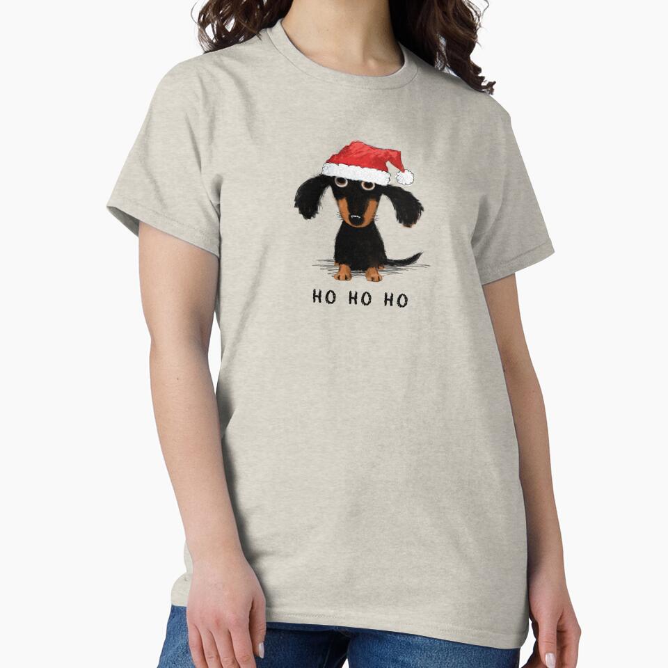 Santa Dachshund | Funny Wiener Dog Christmas by Jenn Inashvili