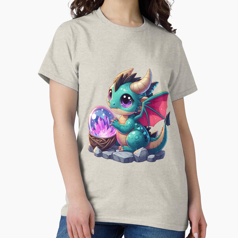 Cute Azure Baby Dragon with Purple Crystal Egg by NerdiPop