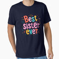 Best Sister Ever Gift | Cute Colorful Typography Heart Stars Design by FlatInkStudio