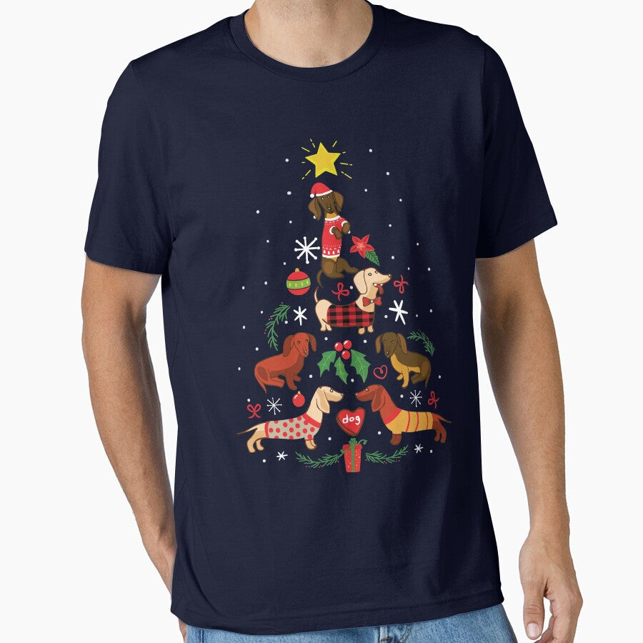 Funny Dachshund Christmas Tree Shirt Ornament Decor Gift by rafaeltto