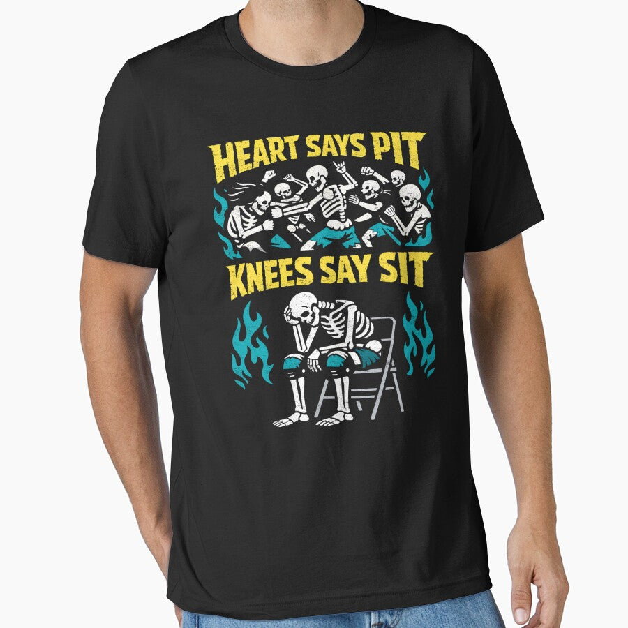 Heart Says Pit Knees Say Sit Humor by FreshVibe Prints