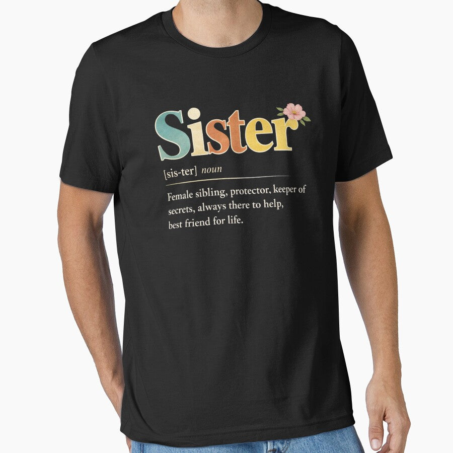 Sister Definition T-Shirt, Meaningful Sister Gift, Cute Typography Family Graphic Tee, Best Friend Forever Sister Shirt by HB ART