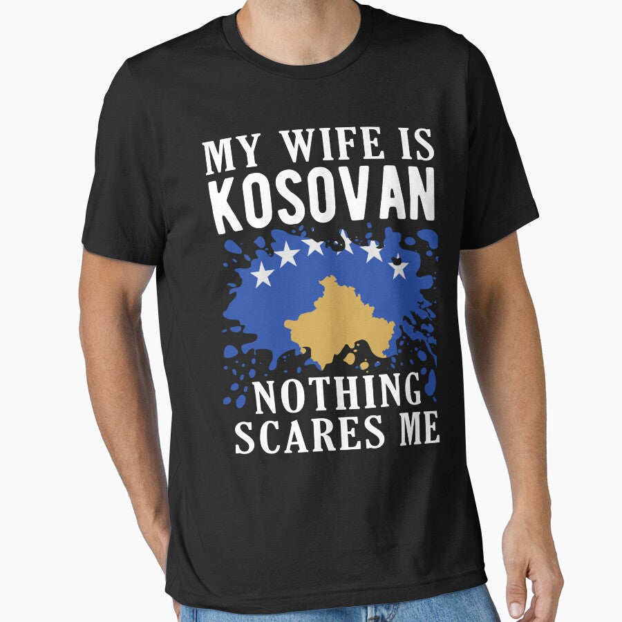 My Wife Is Kosovan Nothing Scares Me Kosovo Flag by OX-tright