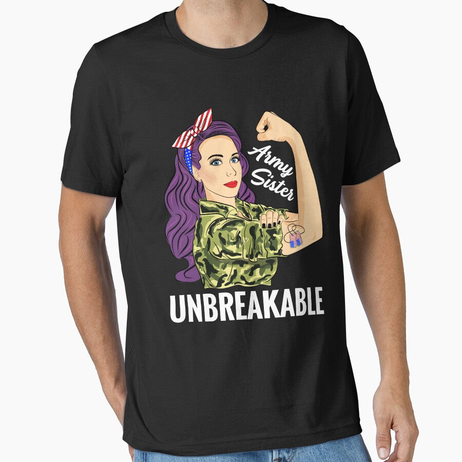 Army Sister Unbreakable Strong Woman Gift Military by ZNOVANNA