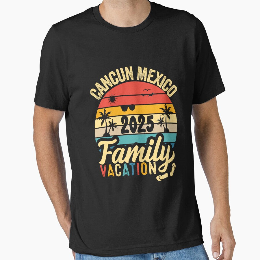 Retro Family Vacation 2025 Cancun Mexico Matching Summer by Micro-dose