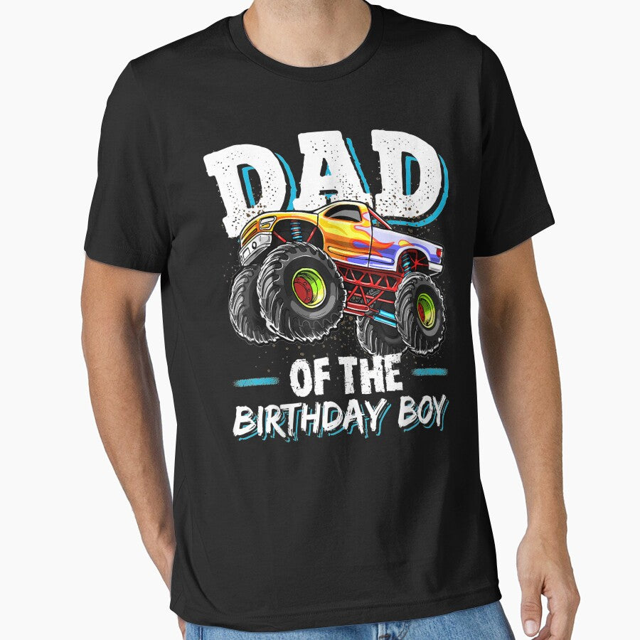 Mens Dad Of The Birthday Boy Monster Truck Birthday Novelty Gift by HillyArts