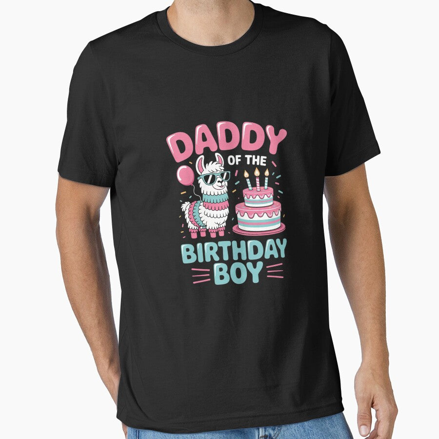 dad of Birthday Boy Llama Pinata Party family mathing men by MarkLeedsArt
