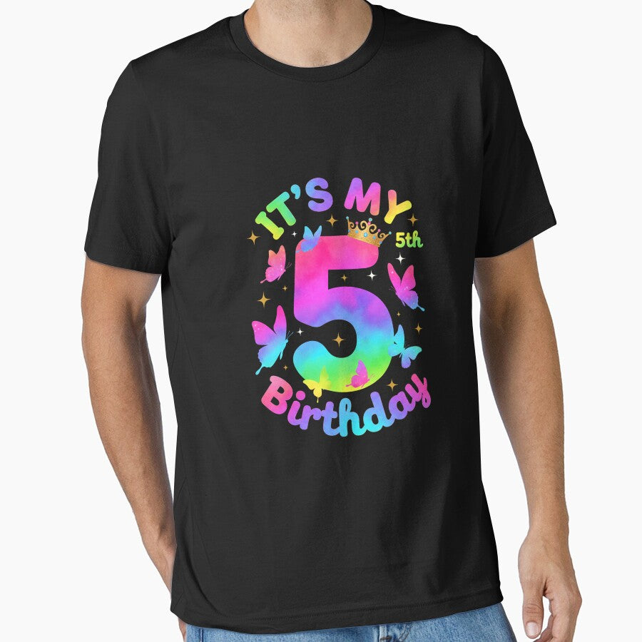 Whimsical 5th Birthday Girl Butterfly Crown Rainbow by Merchifyme2000
