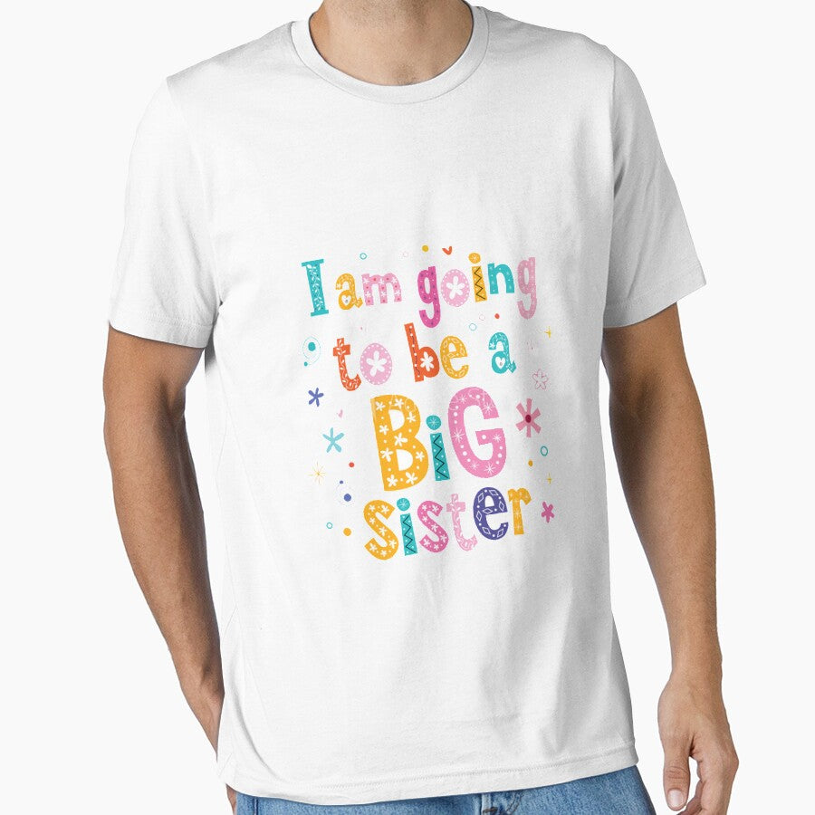 Bold Big Sister Colorful Sibling Reveal Announcement T-Shirt for Baby and Toddler Girls Sibling Outfits by racailleur