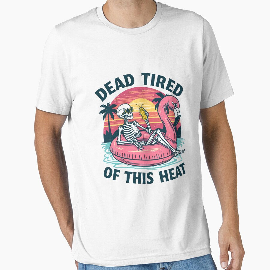 Dead Tired of This Heat Skeleton Flamingo Float   | Funny Summer Vacation by PIXENTRA