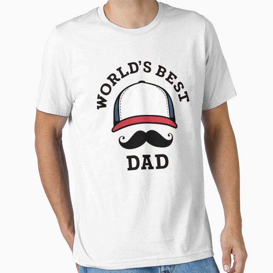 Worlds Best Dad With Trucker Hat And Mustache by PlanetMarker