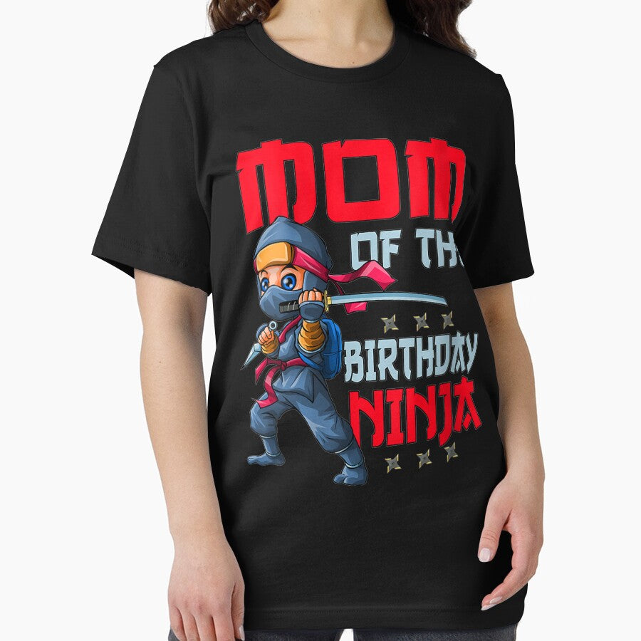 Womens Mom Of The Birthday Ninja Bday Boy Family Matching V-Neck by ErnestoStudio