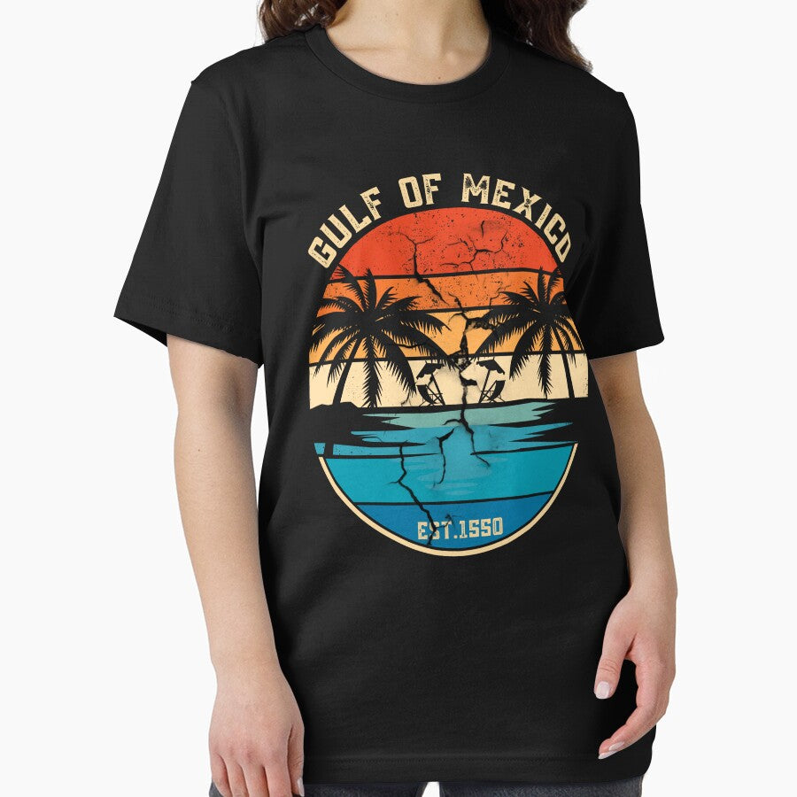 Gulf Of Mexico Retro Vintage Beach Mens Women T-Shirt by CHOPMAILA
