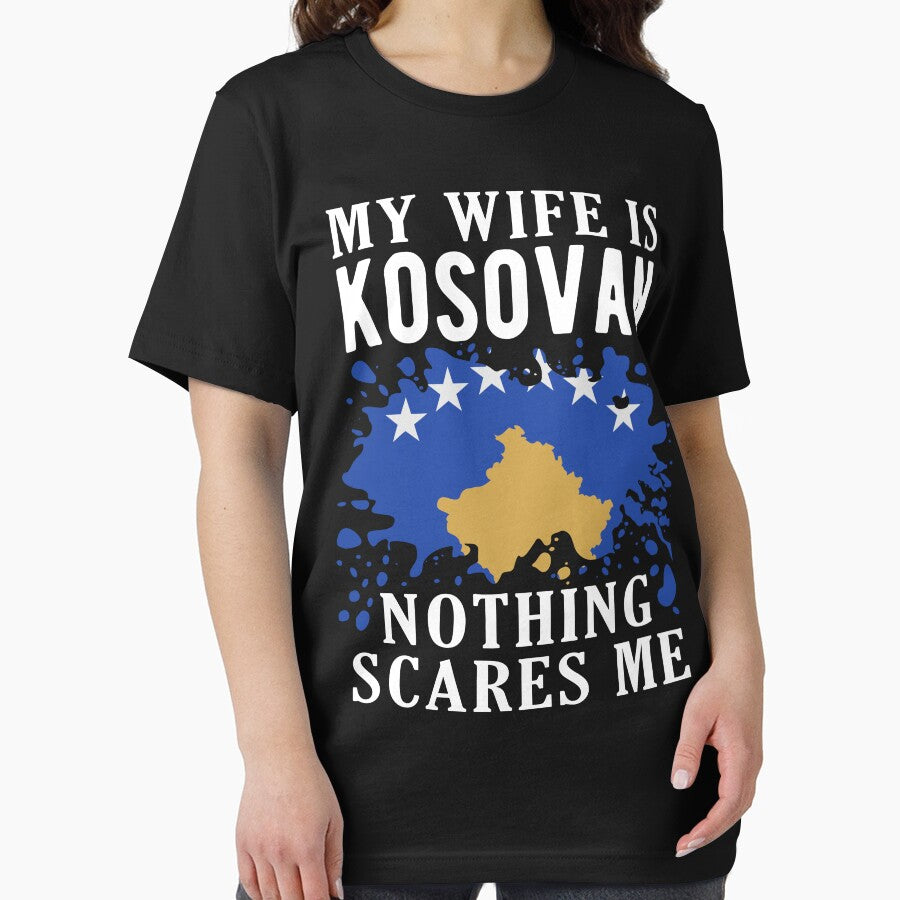 My Wife Is Kosovan Nothing Scares Me Kosovo Flag by OX-tright