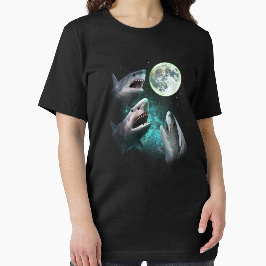 Three Sharks Howl On The Moon by PNGShop