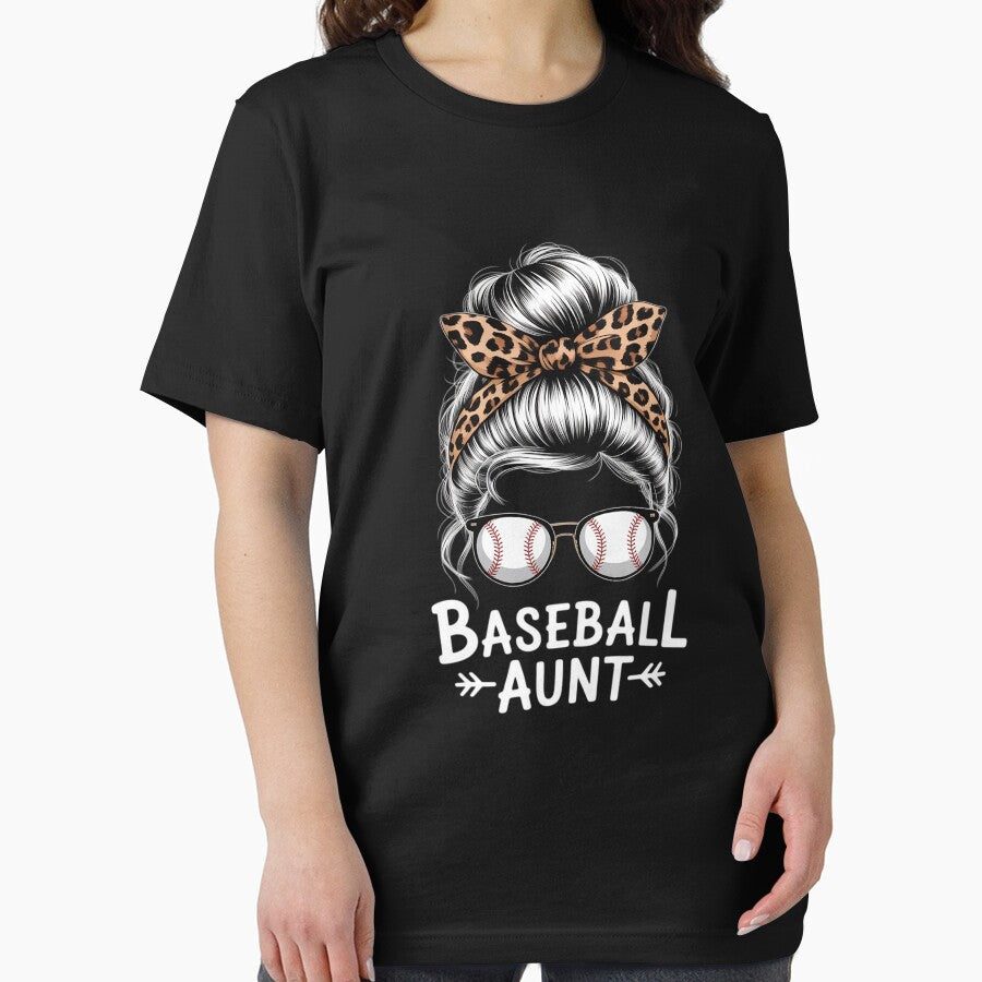 Baseball Aunt Messy Bun Hair Funny Baseball Player Aunt by tabdejinti