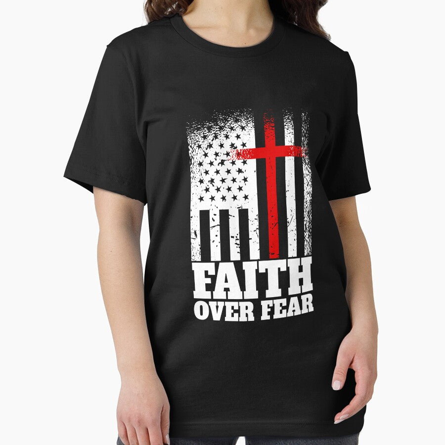 Faith Over Fear American Flag Cross Faith Over Fear Gear by DynamicDesign