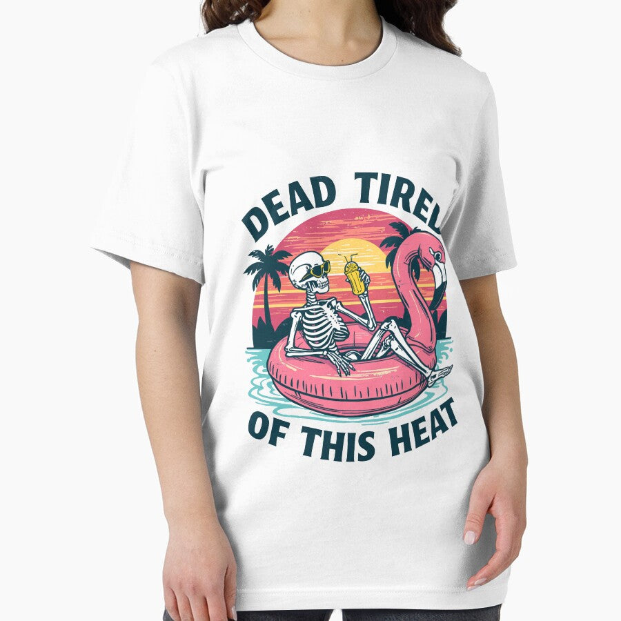 Dead Tired of This Heat Skeleton Flamingo Float   | Funny Summer Vacation by PIXENTRA