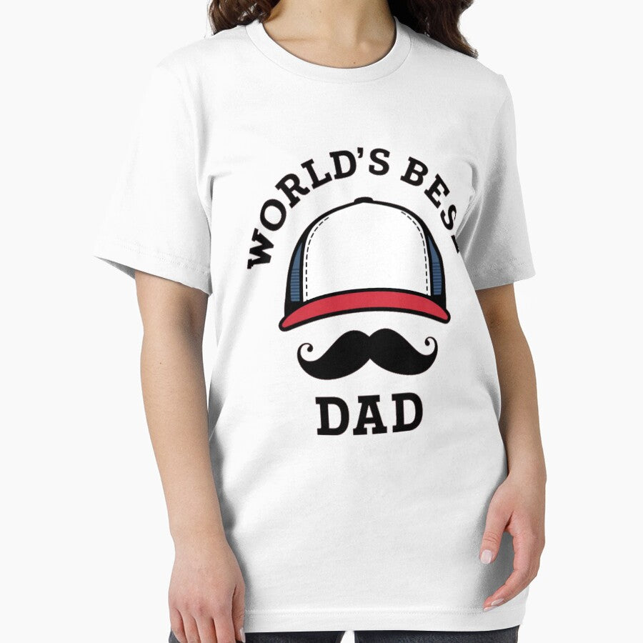 Worlds Best Dad With Trucker Hat And Mustache by PlanetMarker