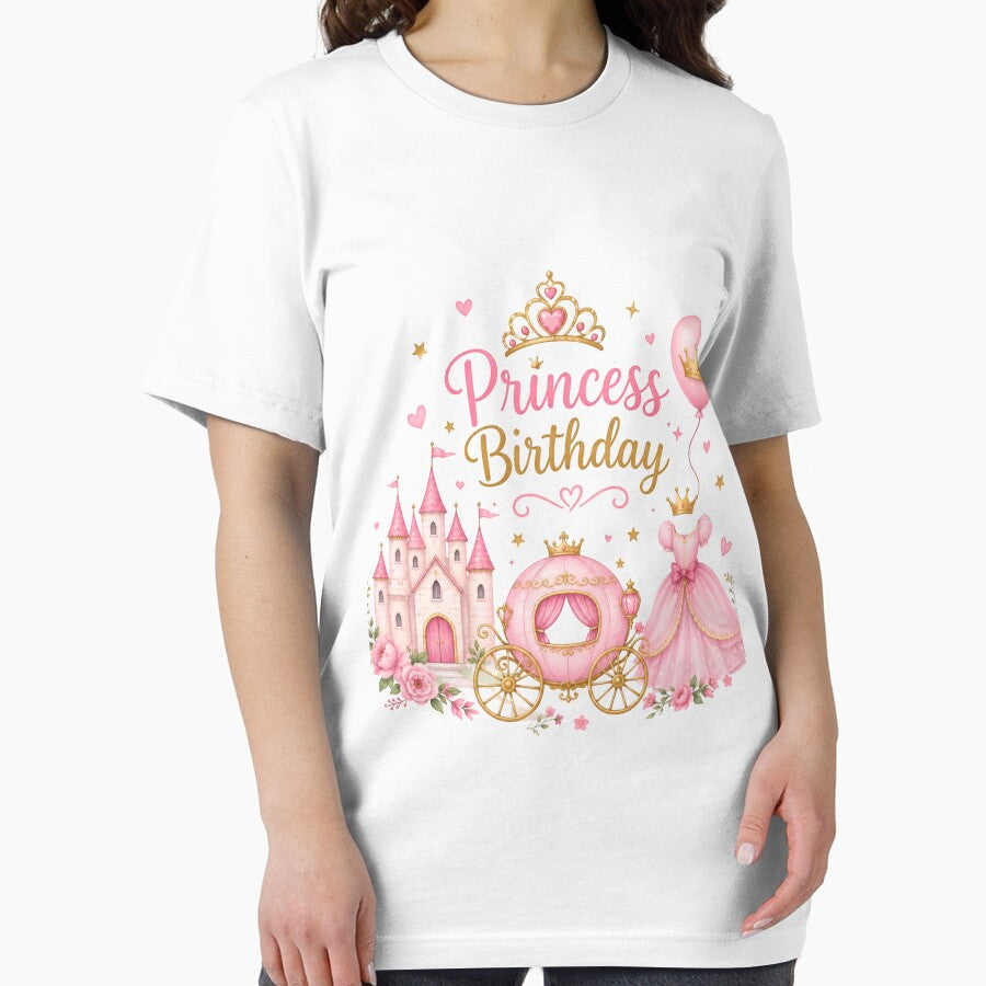 Princess Birthday Girl Pink Cute Castle Carriage Party Design by Celebrate & Sparkle